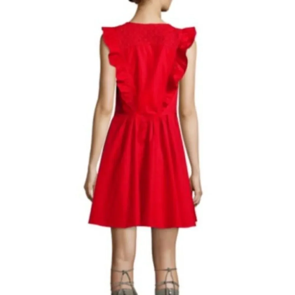 Free People all cotton mini dress in red! Beautifully whimsical side pockets Med